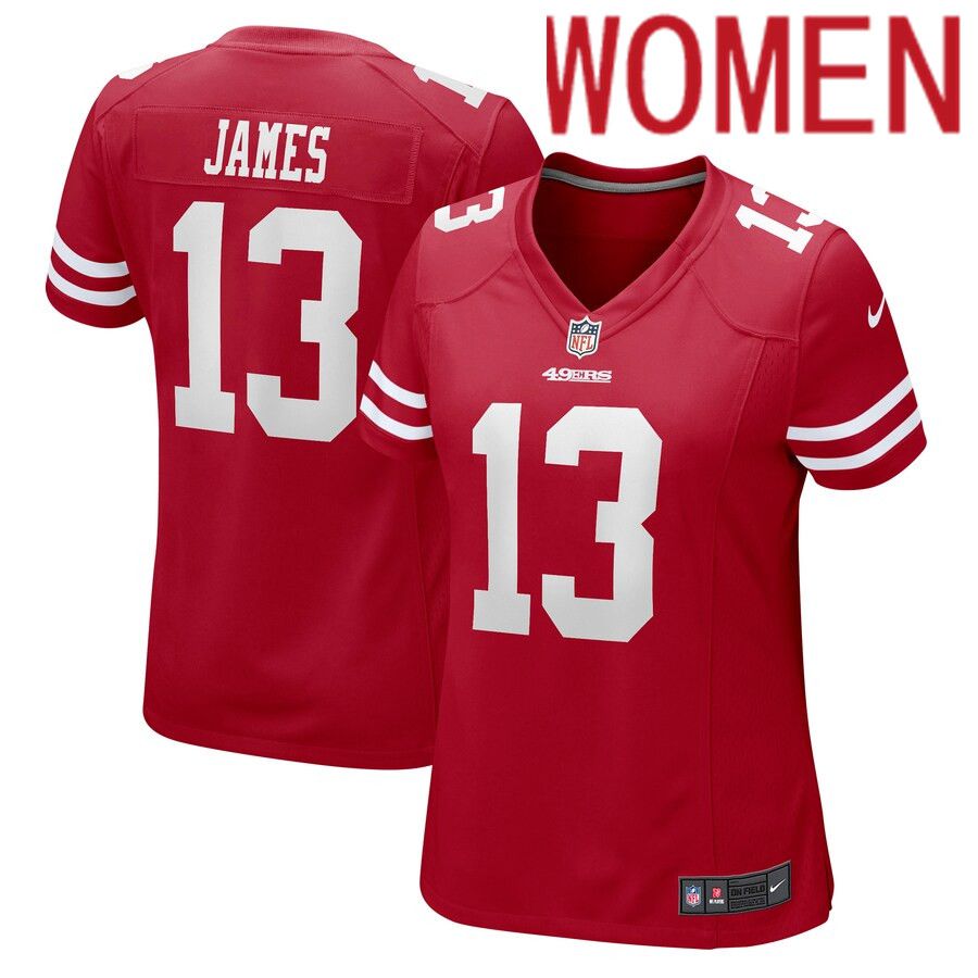 Women San Francisco 49ers #13 Richie James Nike Scarlet Player Game NFL Jersey->women nfl jersey->Women Jersey